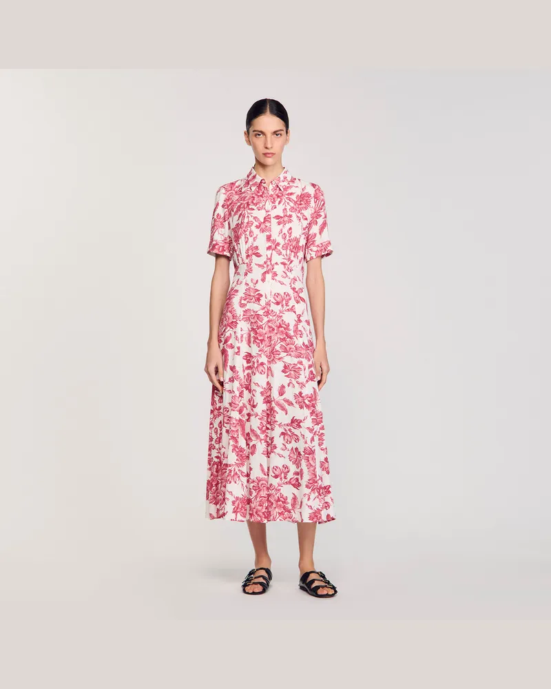 Sandro Langes Hemdkleid mit Blumenprint Weiß