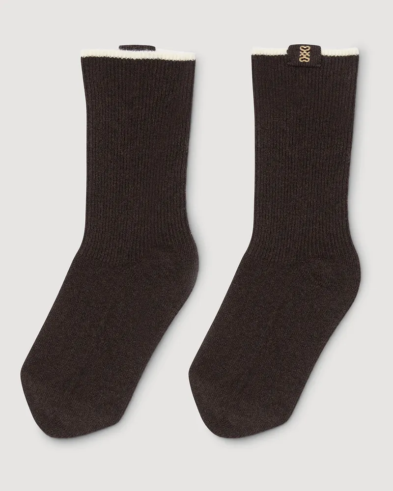 Sandro Zweifarbige hohe Socken Braun