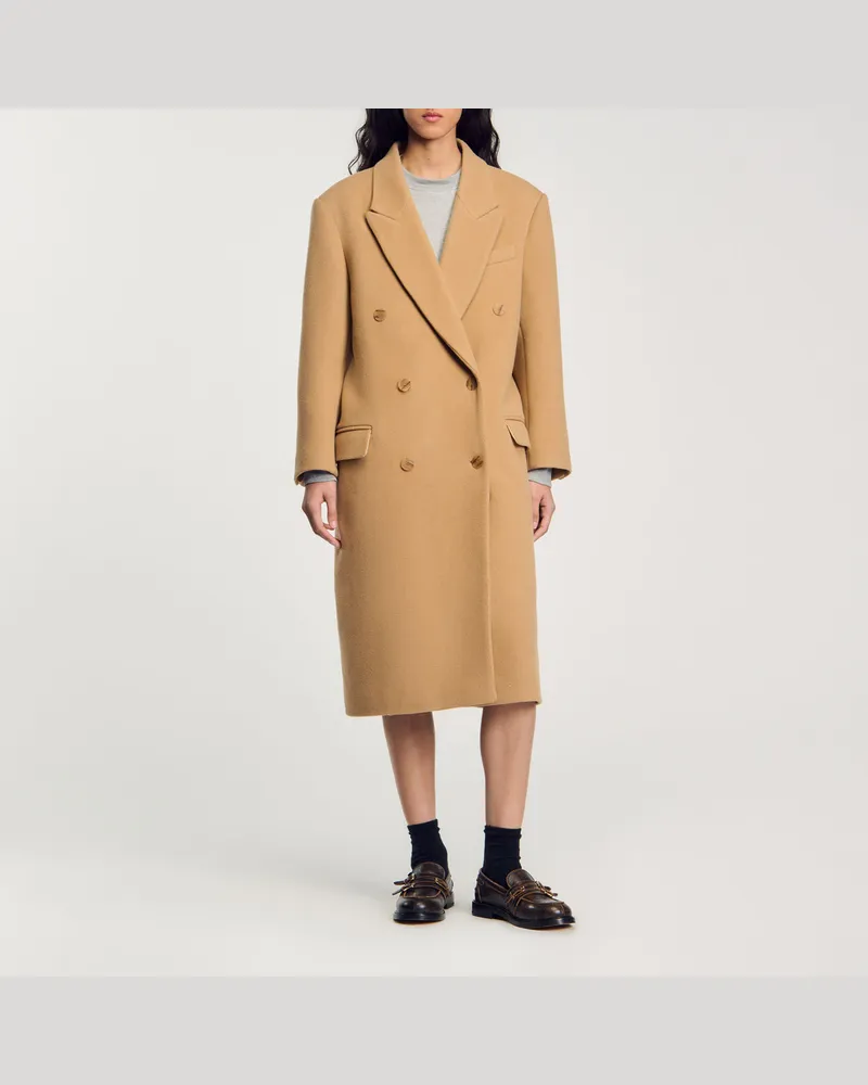 Sandro Langer Mantel aus Wollgemisch Kamel