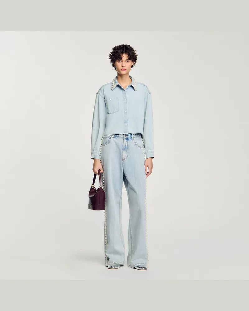 Sandro Jeans mit Perlenbesatz Hell-jeansblau