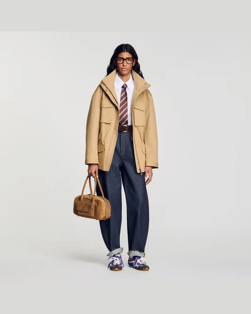 Sandro Blouson mit verstellbarer Taille Kamel