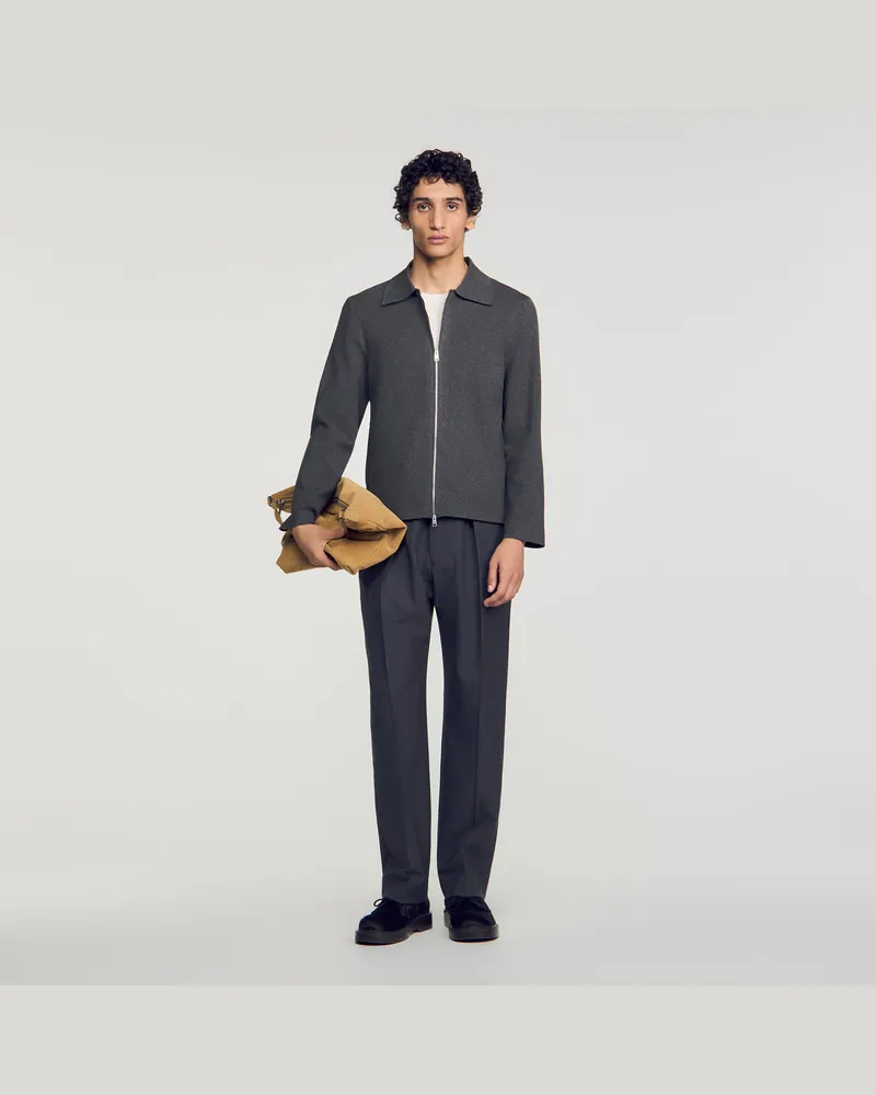 Sandro Strickcardigan mit Reißverschluss Grau