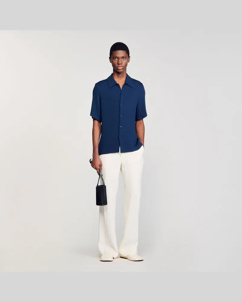 Sandro Plissiertes Hemd Bleu