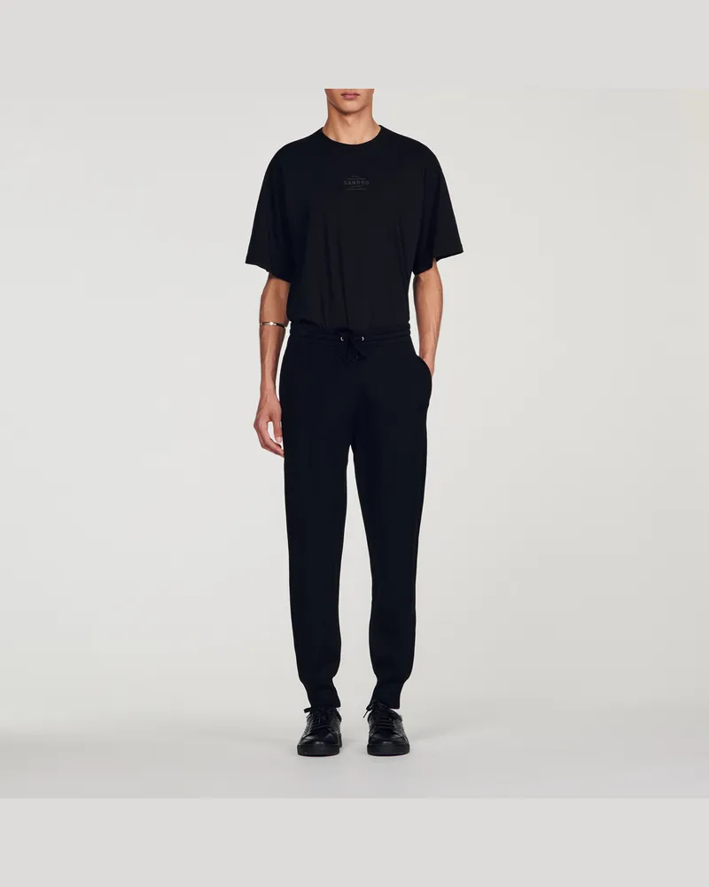 Sandro Jogginghose aus Strick Schwarz