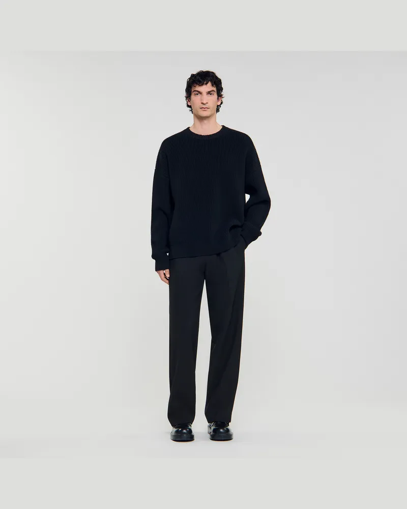 Sandro Rippstrickpullover Schwarz