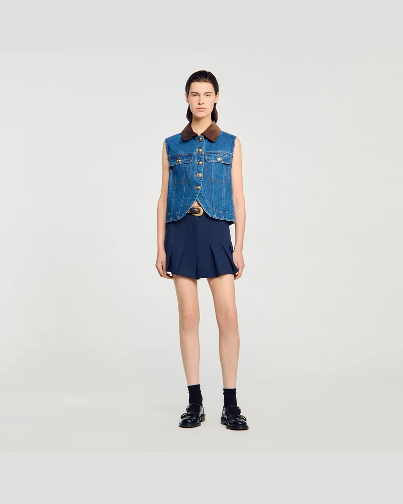 Sandro Ärmellose Jeansjacke Jeansblau