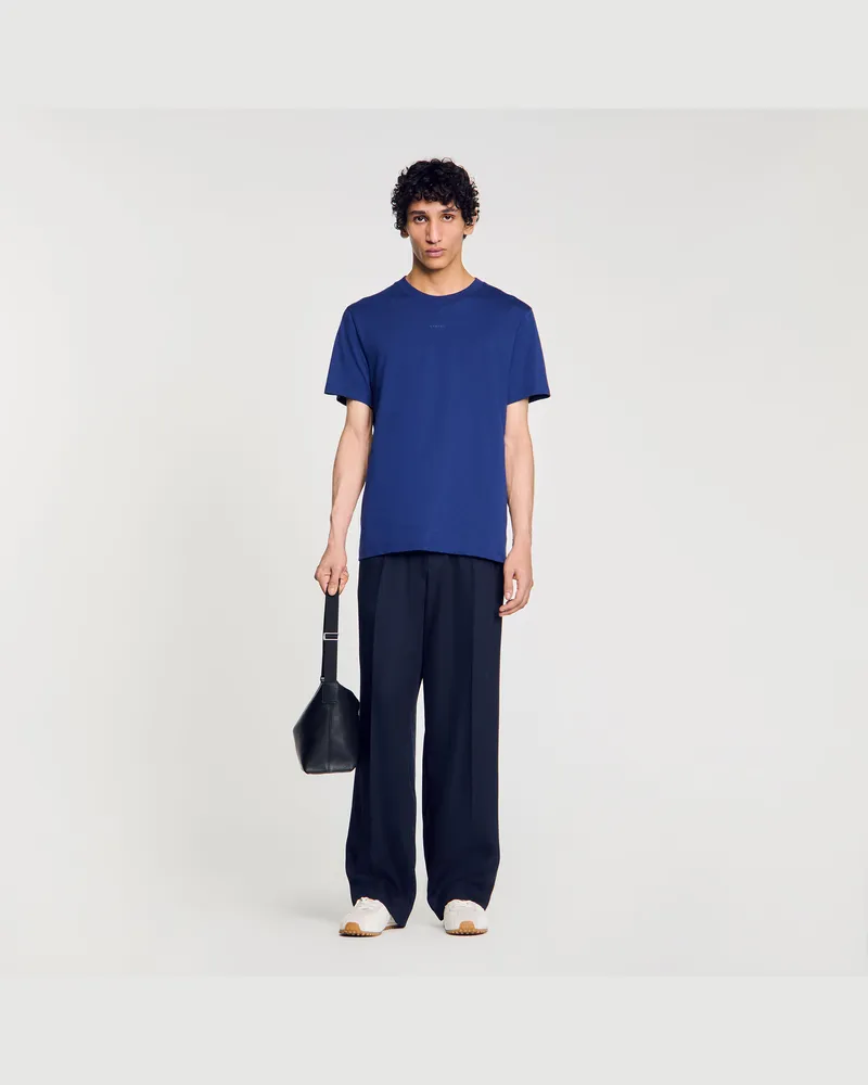 Sandro Logo-T-Shirt aus Baumwolle Bleu