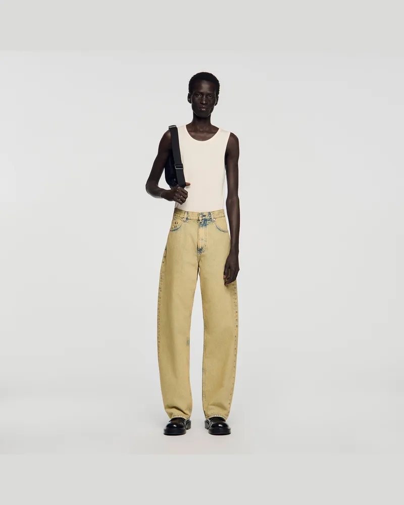 Sandro Verwaschene Baggy-Jeans Sand