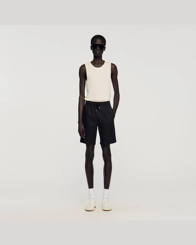 Sandro Baumwollshorts mit Gummizug Schwarz