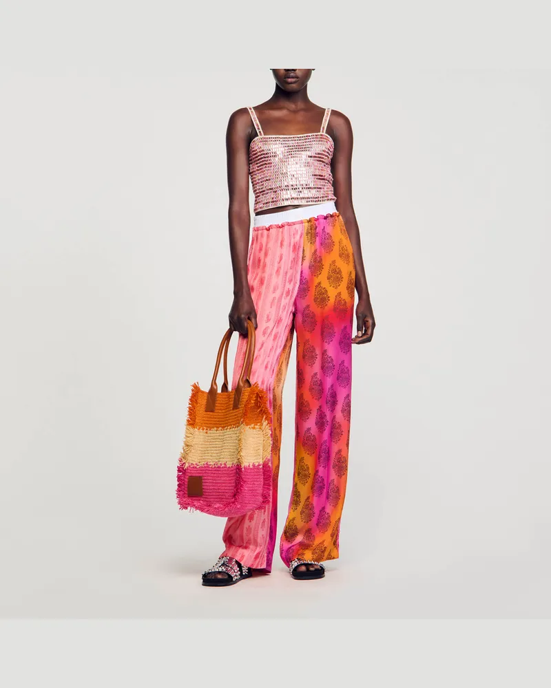 Sandro Weite Hose mit Print Rose