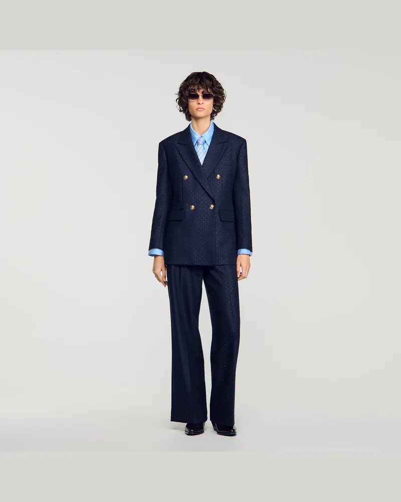 Sandro Blazer aus Wolle mit Strass Marine