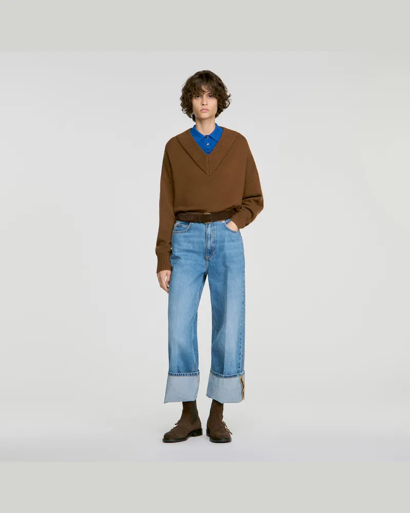 Sandro 2-in-1-Woll-Kaschmir-Pullover Kamel