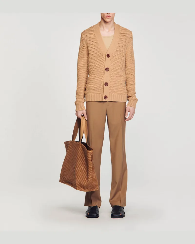 Sandro Cardigan aus lockerem Strick Kamel