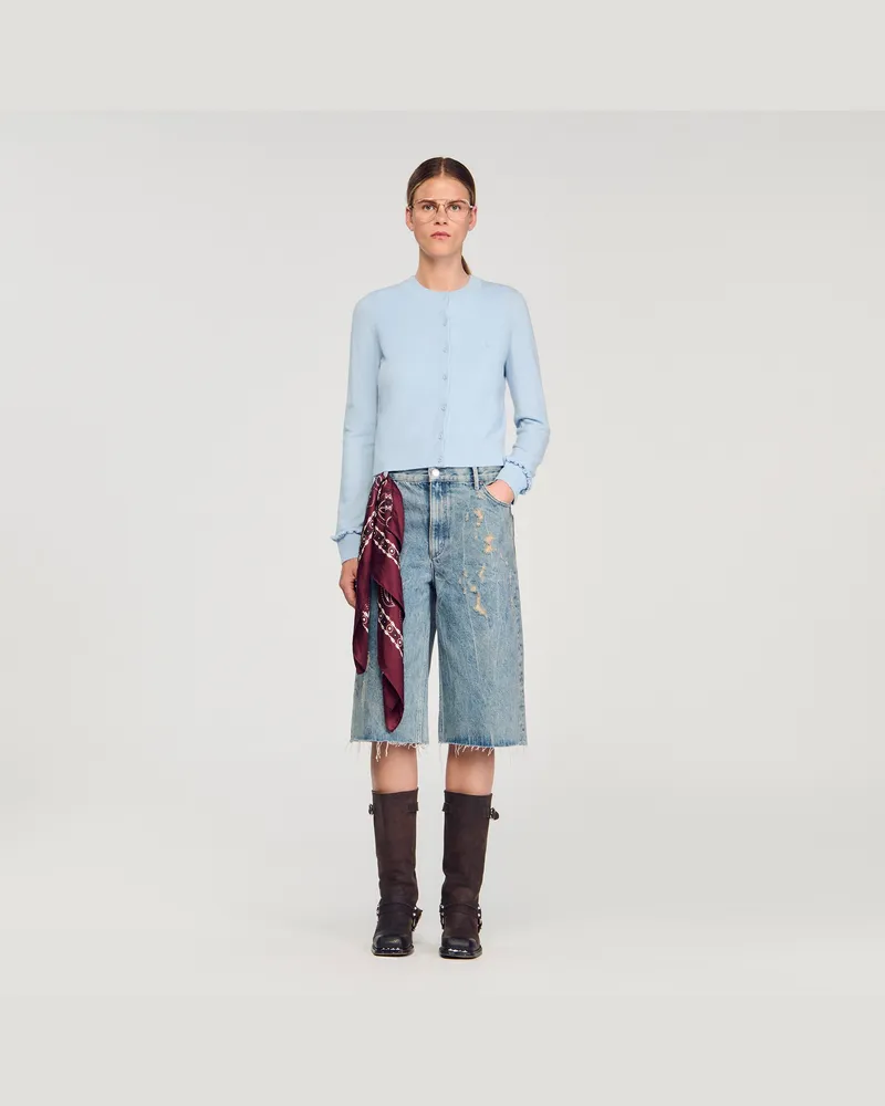 Sandro Cardigan mit Volants Himmel-blau