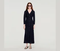 Langes Strickkleid mit Ziermuster