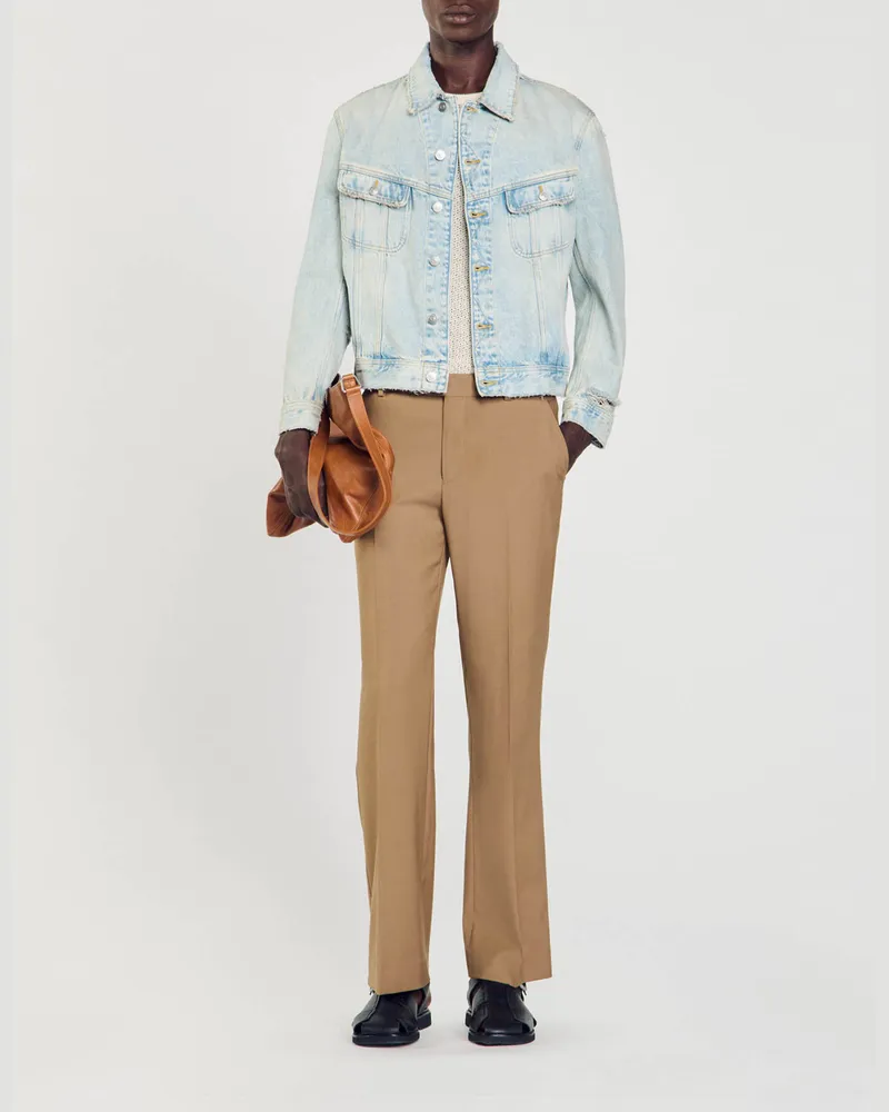 Sandro Blouson aus ausgewaschenem Denim Light