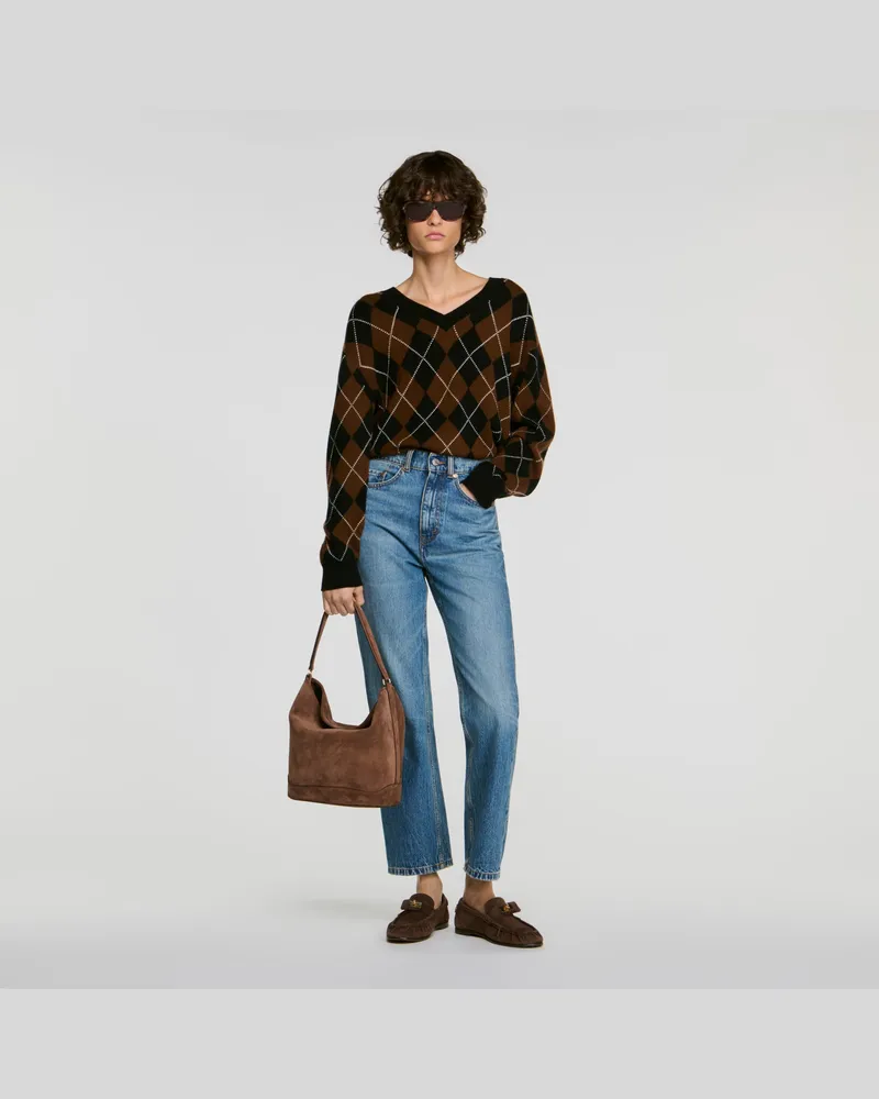 Sandro Wollpullover mit Argyle-Muster Schwarz