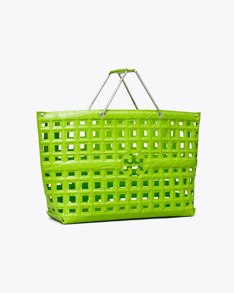 Tory Burch Damen Ella Market Tote Bag mit Krokoprägung Bright