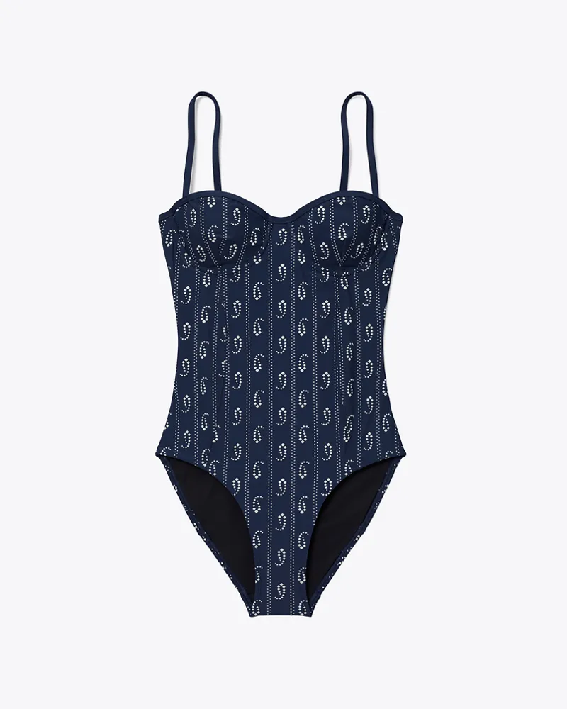 Tory Burch Damen Balconette Swimsuit Blue