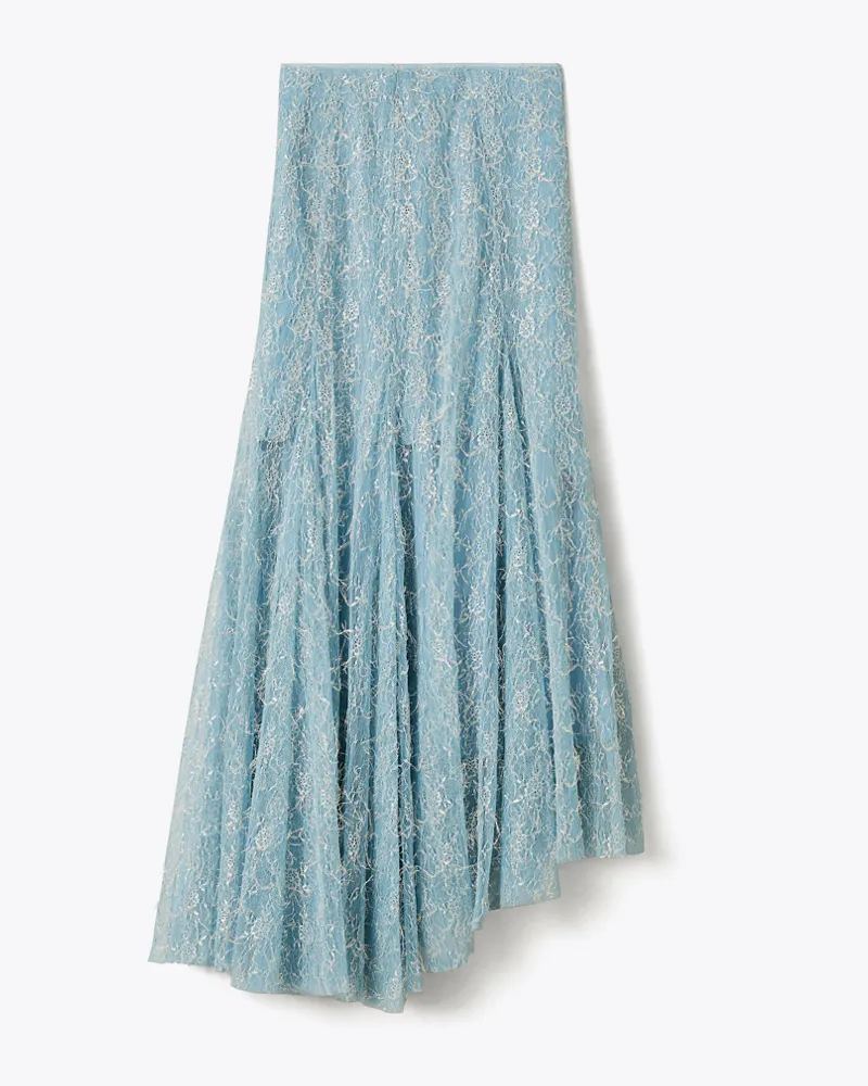 Tory Burch Stufenrock mit Chantilly-Spitze Blue
