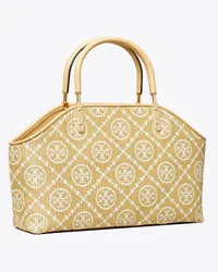 Tory Burch T Monogram Raffia Small Basket Tote Natural