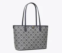 Damen Kleine Tote Bag mit T-Monogramm und Reißverschluss in Blau