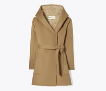 Damen Wollmantel mit Kapuze in Weiß