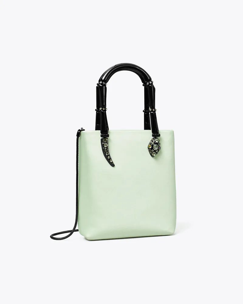 Tory Burch Damen Snake Mini Tote Bag aus Satin mit Henkel Mint