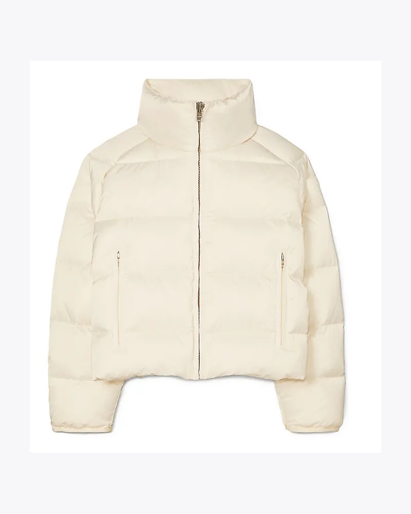 Tory Sport Kurze Performance-Daunenjacke Aus Satin Ivory