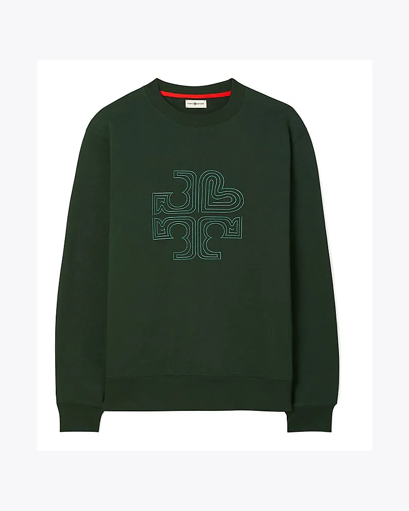Tory Sport Rundhalspullover Aus Schwerem French Terry Mit Logo Conifer