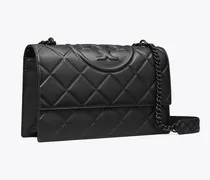 Damen Kleine, wandelbare Fleming Schultertasche aus poliertem Narbenleder
