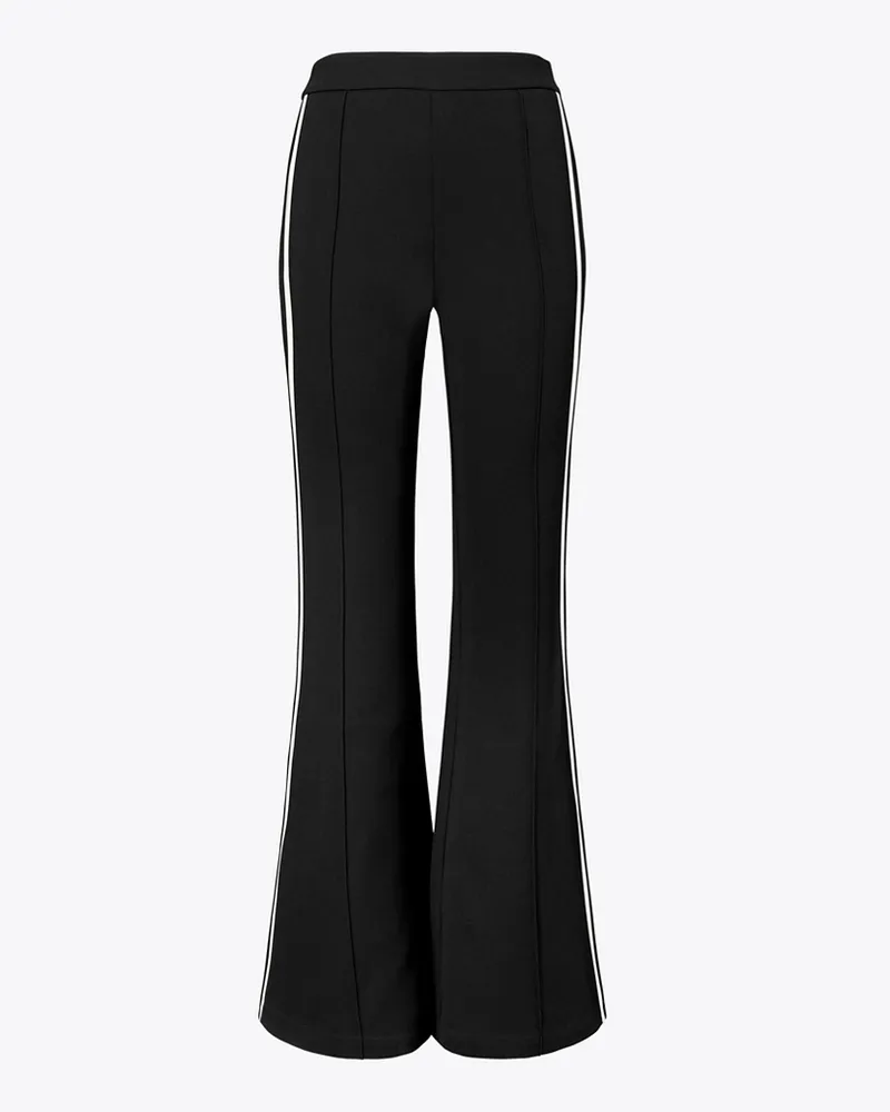 Tory Burch Damen Ausgestellte Hose mit Seitenstreifen in Schwarz Black