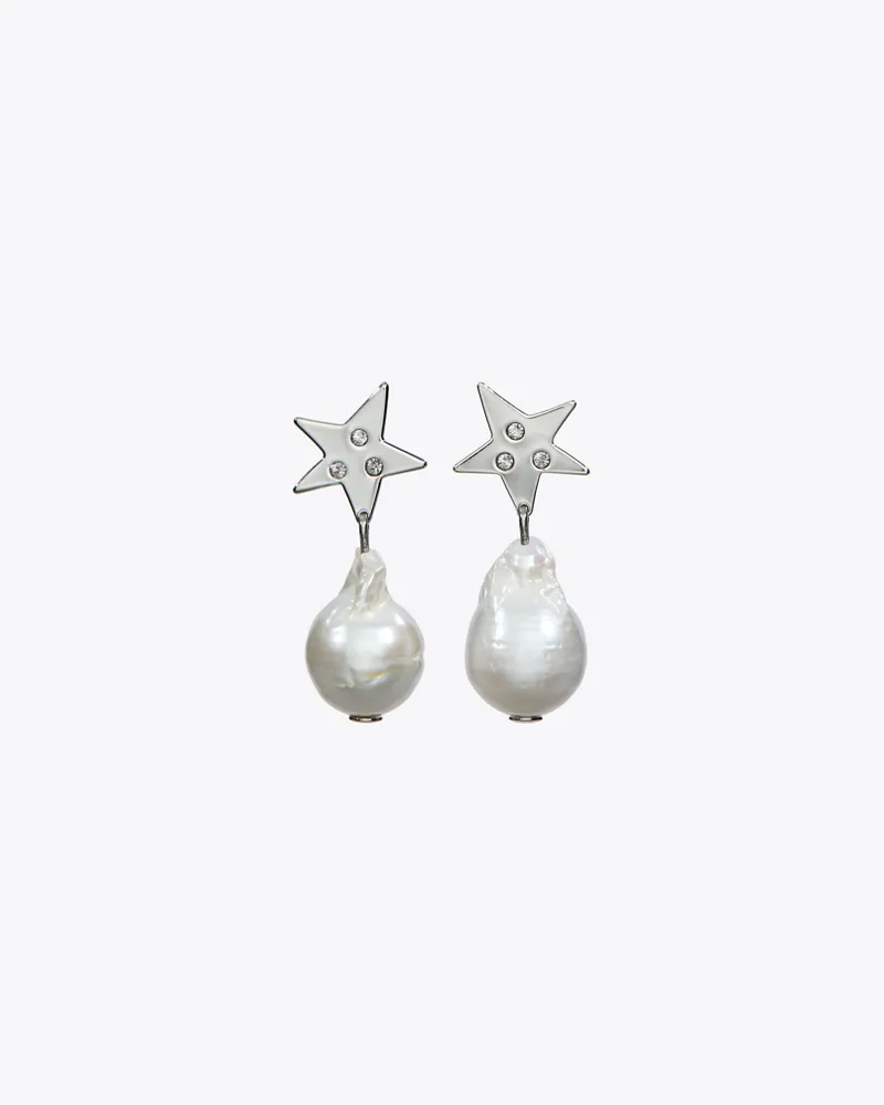 Tory Burch Damen Moondance Pearl and Star Drop Earrings Tory