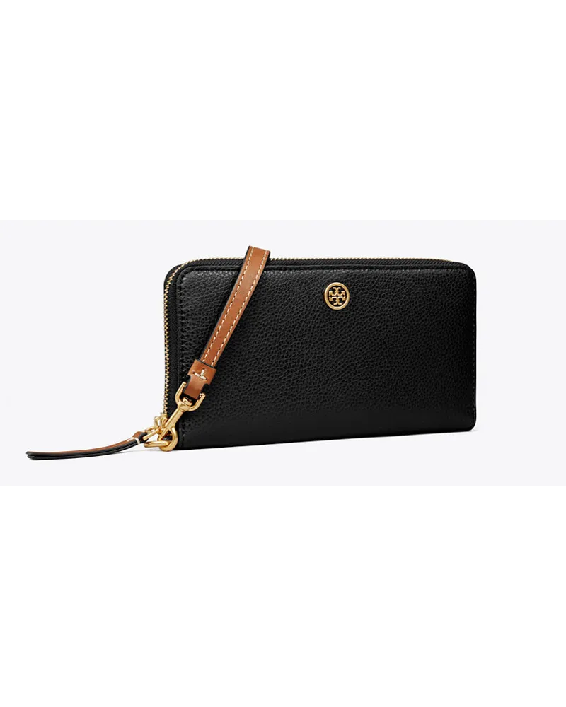 Tory Burch Robinson Pebbled Zip Continental Wallet Black