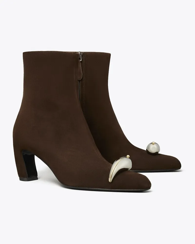 Tory Burch Damen Stiefelette mit Piercing-Detail Dark