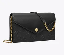 Damen Geldbörse im Kuvert-Stil aus Leder mit T-Monogramm und Kette