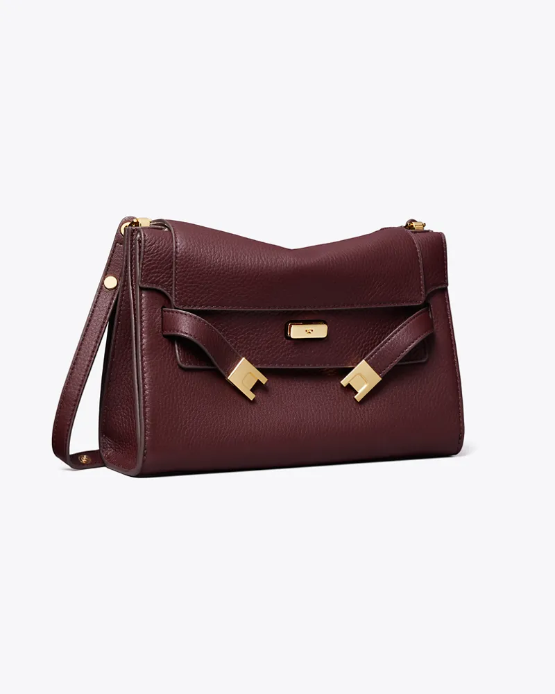 Tory Burch Damen Lee Radziwill Schultertasche aus Strukturleder Dark