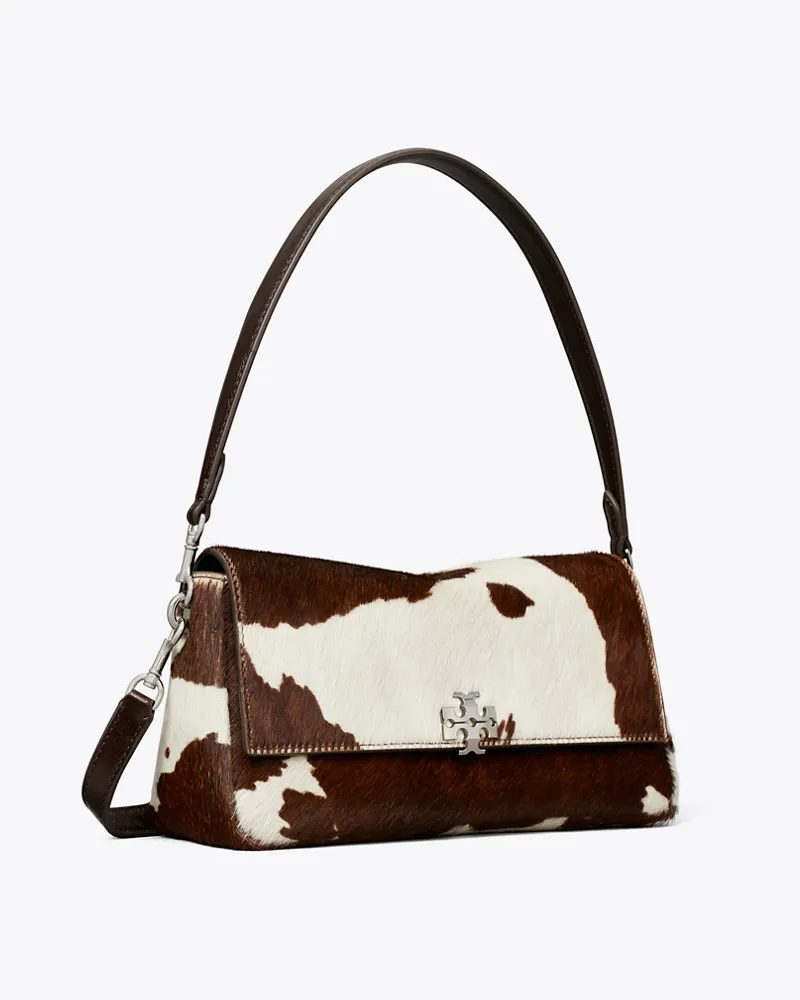 Tory Burch Kleine Schultertasche Charlie aus Kalbshaar Mocha