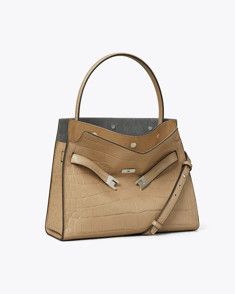 Tory Burch Kleine Lee Radziwill Double Bag mit Prägung Light