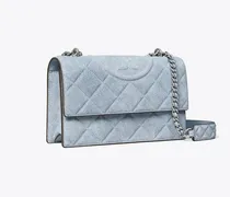 Damen Kleine Fleming Schultertasche aus Wildleder mit Denim-Print