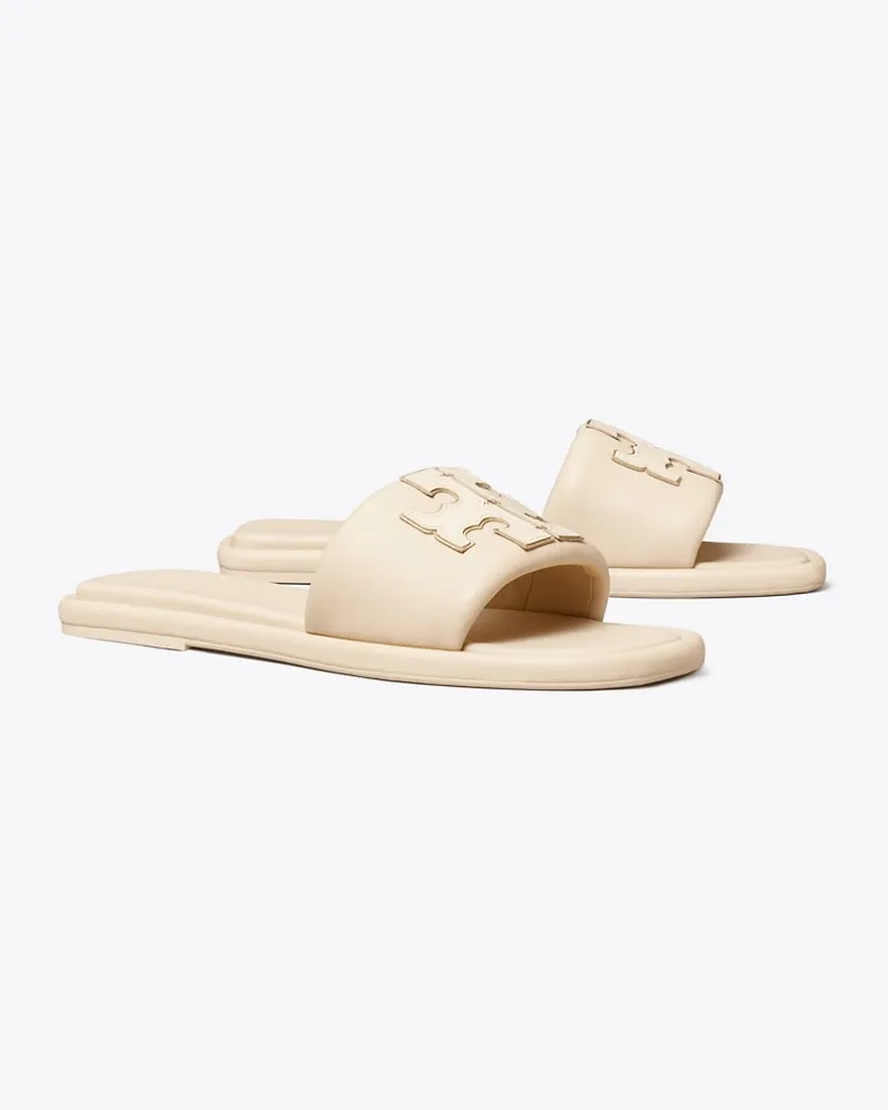 Tory Burch Damen Sportslide mit Doppel-T in Weiß/Gold Dulce