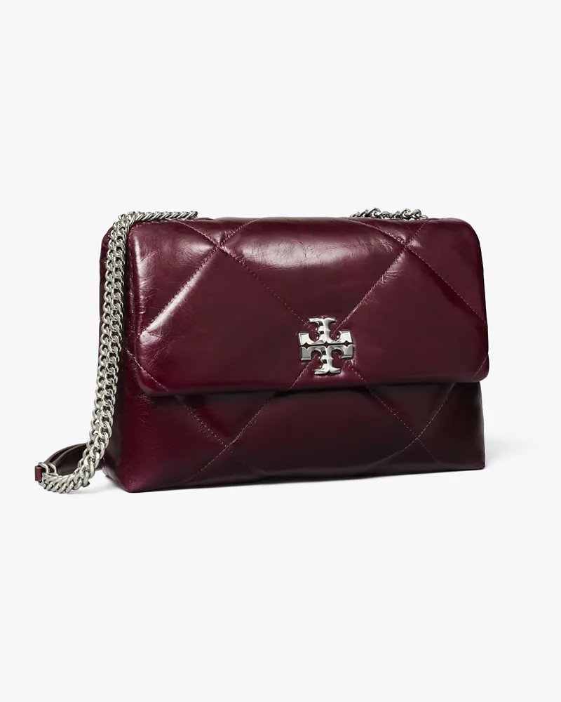 Tory Burch Damen Kira Schultertasche in Vintage-Optik mit Rautensteppung Dark