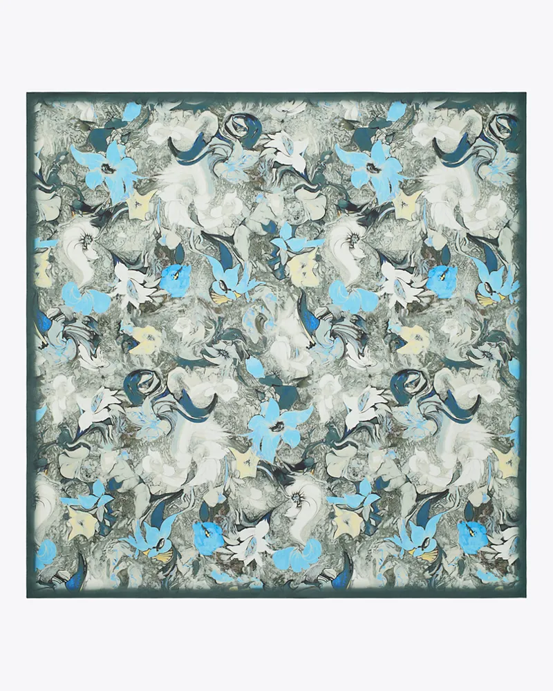 Tory Burch Damen Quadratisches Seidentuch mit abstraktem Blumen-Print Abstract