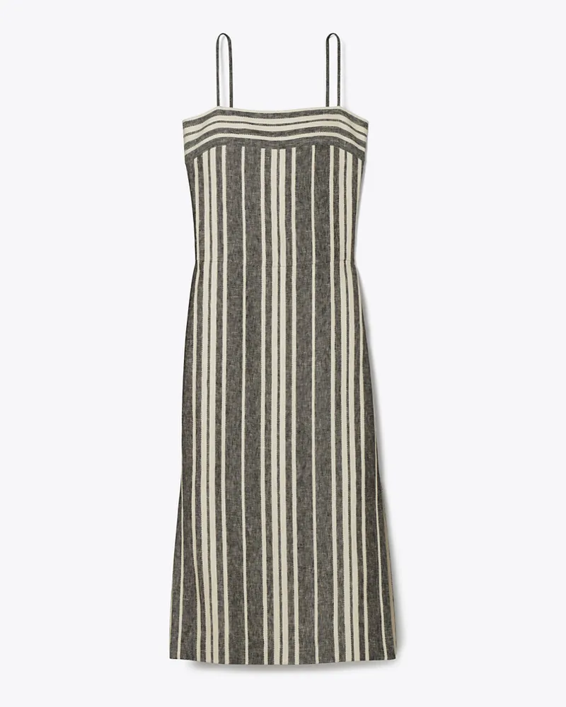 Tory Burch Damen Rückenfreies Leinenkleid Black
