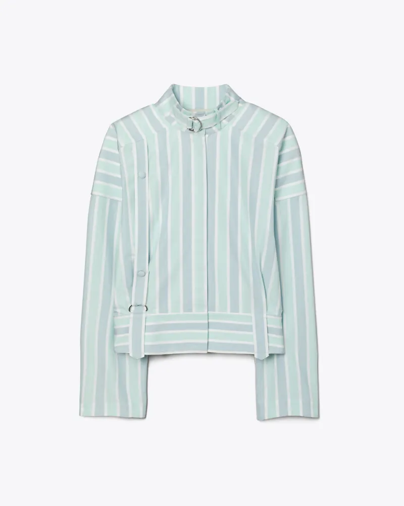 Tory Burch Damen Gestreiftes Baumwollhemd Blue