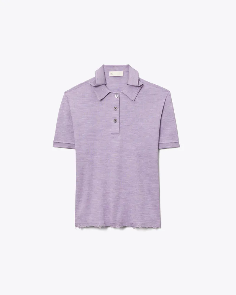 Tory Burch Damen Oversized Silk Polo Purple