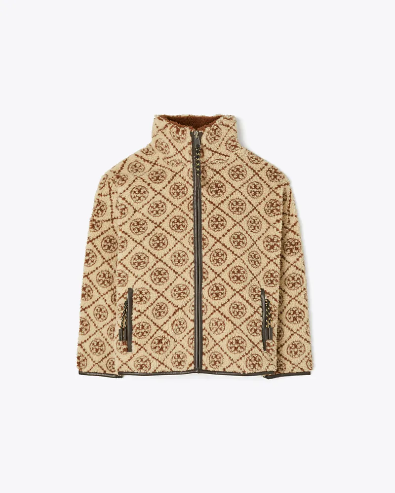 Tory Burch Fleecejacke mit T-Monogramm Oatmeal