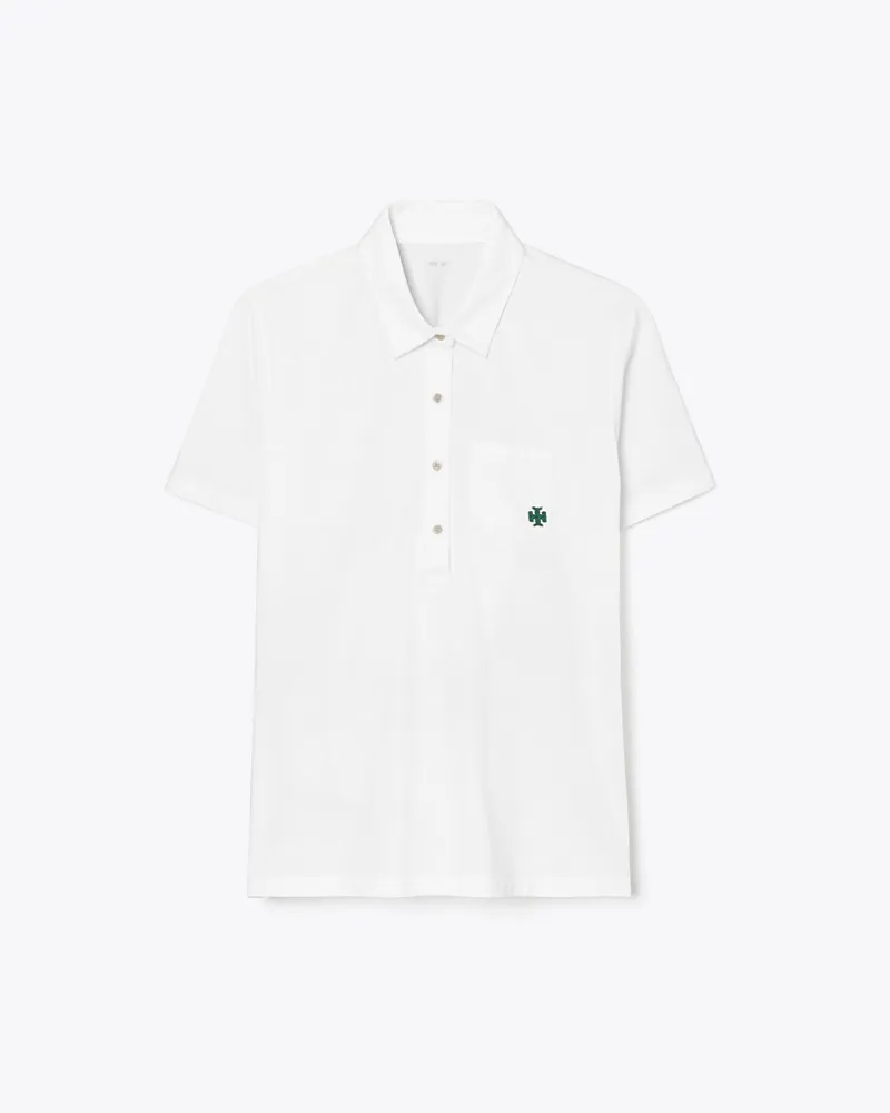 Tory Burch Damen Poloshirt aus merzerisierter Baumwolle in Weiß Snow