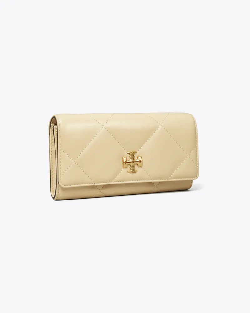 Tory Burch Damen Kira Geldbörse mit Rautensteppung und Umschlag Vanilla