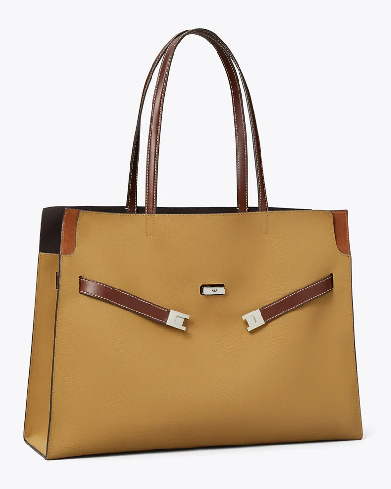 Tory Burch Damen Lee Radziwill Canvas Tote Khaki